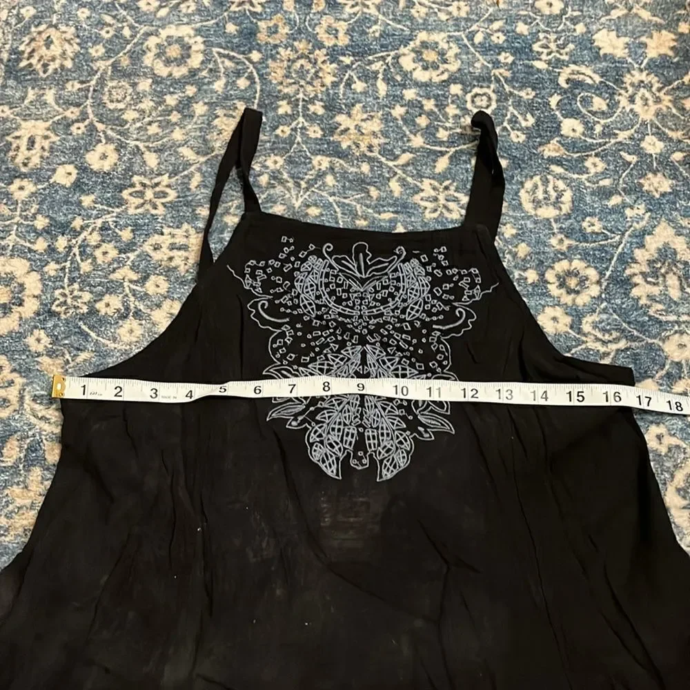 Free People Intimately Free Tulum Cutout Black Embroidered Slip Dress Boho